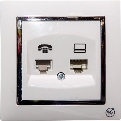 PRISE TELEPHONE RJ11+ PRISE RESEAU 1 RJ45 TSC-06  IP20 1050300610