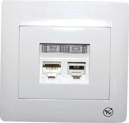 PRISE TELEPHONE RJ11+ PRISE RESEAU 1 RJ45 RSC-03  IP20 1050300711