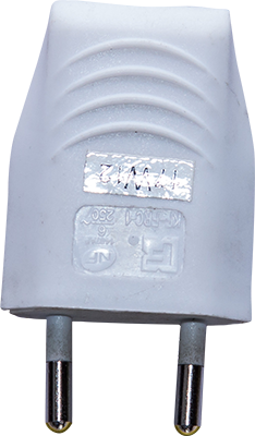 Prise male 2P blanche IP20 250 V/6 A 2100104214