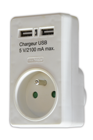ADAPTEUR/CHARGEUR USB DOUBLE 2P+T 16A 230V 2100101086 (DSTK) (-40%)
