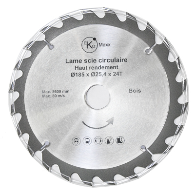 LAME DE SCIE CIRCULAIRE Ø185X Ø25,4MMX 24T BOIS U954304 N* EKOMAXX