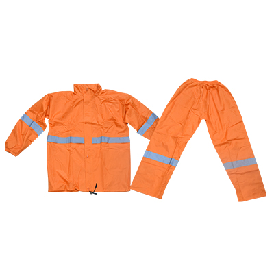 IMPERMEABLE AVEC PANTALON ORANGE AVEC BANDE 190D TAILLE L 2011211063