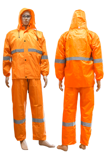 IMPERMEABLE AVEC PANTALON ORANGE AVEC BANDE 190D TAILLE XL 2011211064