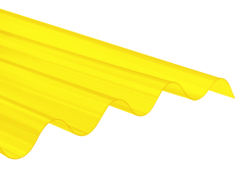 TOLE ONDULEE JAUNE TRANSPARENTE (L)2.500X(W)900X(T)0.65MM  2080403019