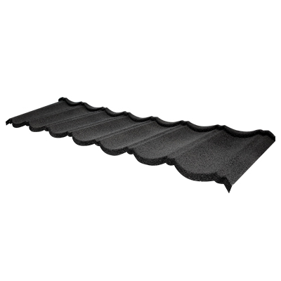TOLE EN ACIER NOIRE REVETUE DE PIERRE L1325Xl368X0,35MM (TLCR)