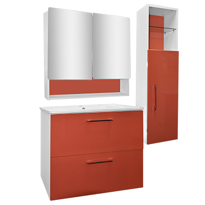 LAVABO MEUBLE+MIR+ COL 80CM ROUGE CORAIL 3022/2939/3000/3028/1320 ESP