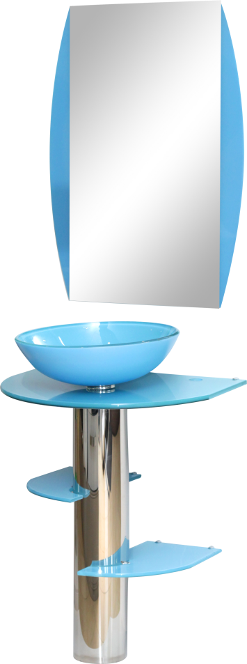 Lavabo en verre + miroir JH-2021 60x40x1.5cm blue