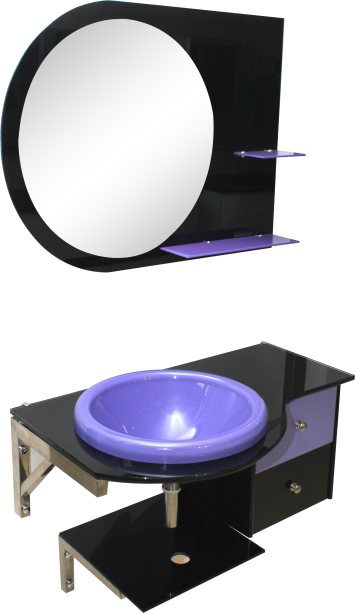 LAVABO EN VERRE  + MIROIR JH-2036 70*50*1.5cm purple