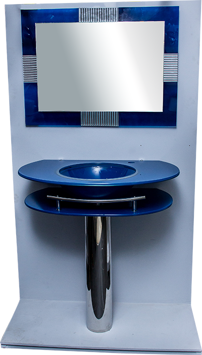 Lavabo en verre + miroir JH-111 80*53*1.5cm bleu