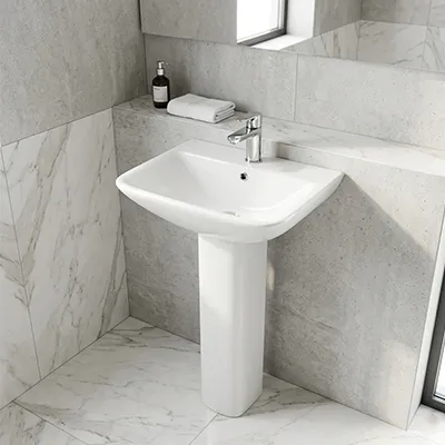 LAVABO AVEC COLONNE 55X45,5cm DP2060B BLANC AQUA