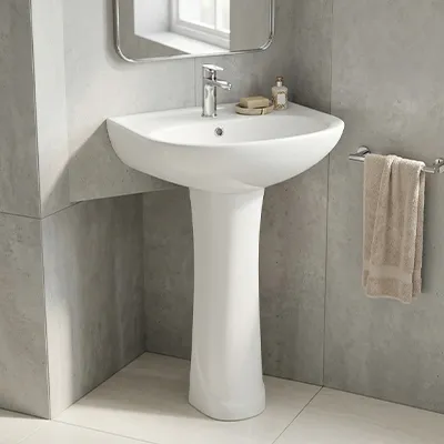 LAVABO AVEC COLONNE 55x46cm DP803 BLANC AQUA