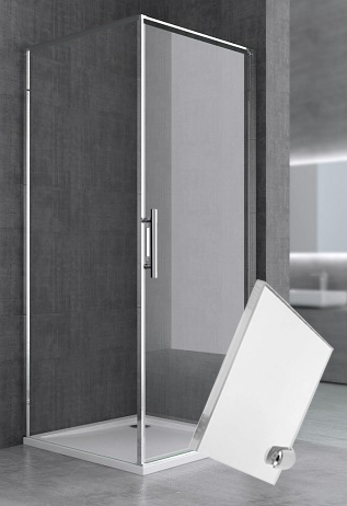 RECHANGE PORTE VITRE CABINE DE DOUCHE CARRE UNI 90x90x185cm 6mm 1010101079