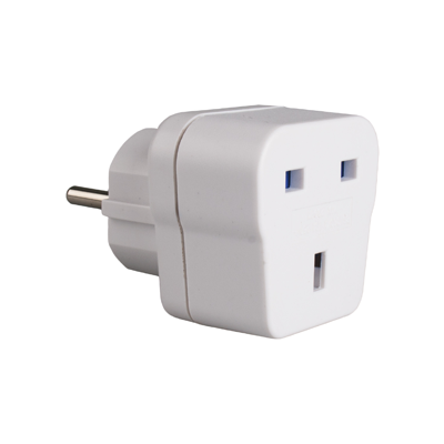 ADAPTEUR   SCHUKO/INGLES 1PRISE 2P+T 13A 250V MAX 2990W AV1 SOLERA