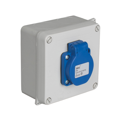 BOITE ETANCHE ASSEMBLE 1 PRISE 2P+E 16A 230V IP65 815-2FR SOLERA