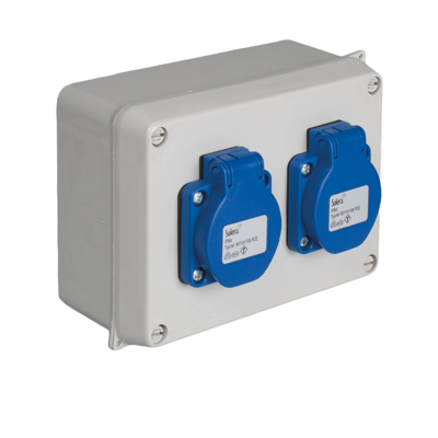 BOITE ETANCHE ASSEMBLE 2 PRISE 2P+E 16A IP65  816-5FR SOLERA