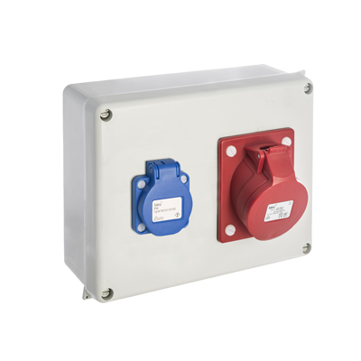 BOITE ETANCH ASSEMBLEE 220X170 1PRISE 230V-1PRISE 400V IP65 886-6FR SOLERA