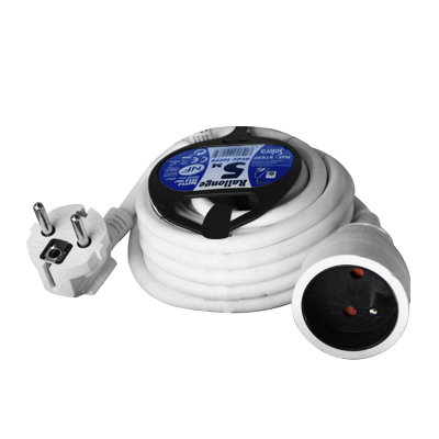 RALLONGE BLANC  5M . 2P+T(FR)   3G1.5 6765F SOLERA