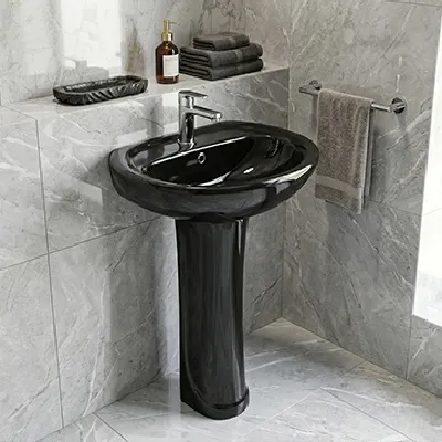 LAVABO AVEC COLONNE 50x42cm DP812 NOIR AQUA