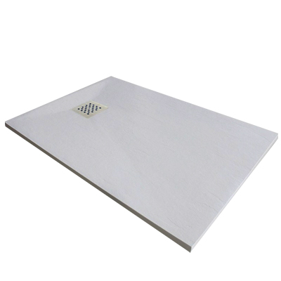 RECEVEUR DE DOUCHE RECTANGULAIRE EN RESINE AVEC SIPHON CE L.120 X W.80 X H.2.5 CM SS304 BLANC 1010104201