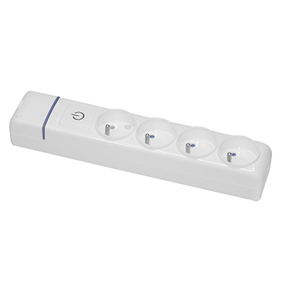 BLOC  MULTIPRISE 4 PRISE 2P+T 16A 250V MAX 3680W AVEC  INTERRUPTEUR LUMINEUX  8004FIL   SOLERA (DSTK)(40)