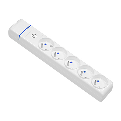 BLOC MULTIPRISE 5 PRISES 2P+T 16A 250V MAX 3680W AVEC INTERRUPTEUR LUMINEUX  8005FIL  SOLERA (DSTK)(40)