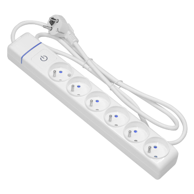 RALLONGE MULTIPRISE 6 PRISES 2P+T 16A 250V MAX 3680W CABLE 1.5M AVEC INTERUP  8016FIL  SOLERA