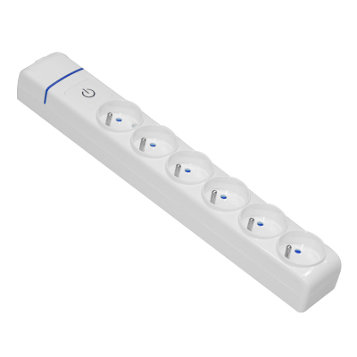 BLOC MULTIPRISE 6 PRISES 2P+T 16A 250V MAX 3680W AVEC  INTERRUPTEUR LUMINEUX 8006FIL  SOLERA