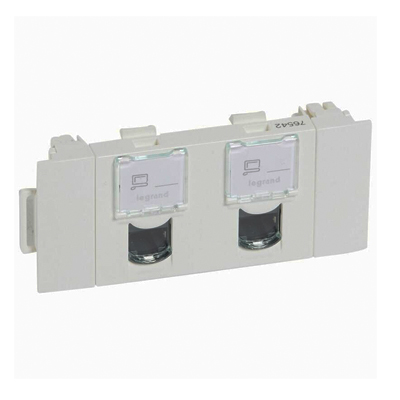 GOULOTTE MOSAIC CLIPAGGE DIR PRISE DOUBLE RJ45 CAT6 FTP 3 MOD 076546