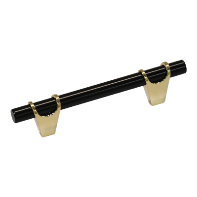 POIGNEE MEUBLE ALU ET ZAMAK  (6817) L.149 X ENTRAXE 96MM ANODISE NOIR ET DORE   1030906356