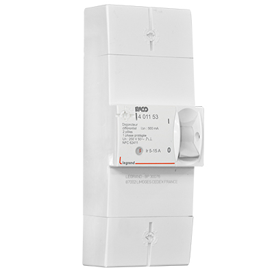 DISJONCTEUR DE BRANCHEMENT  DIFFERENTIEL 2P 5/15A 500MA G 401153