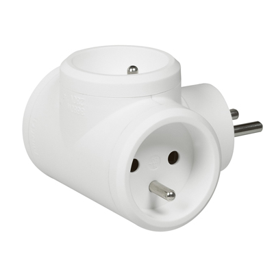 FICHE MULTIPRISES 16A 3X2XP+T 3 SORTEIES LATERALES BLANC 050632