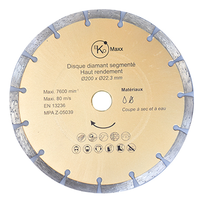DISQUE DIAMANT SEGMENTE DCD-200D  ø200x ø 50 / ø22.2 mm MATERIAUX 2010104104