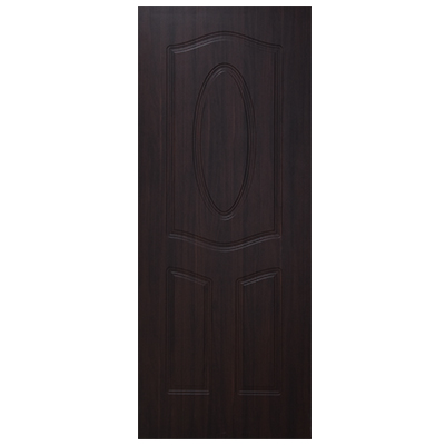 PORTE MDF AVEC MOTIF EN PVC 2010x838x40MM 3 PANEL OVAL TEXTURE DCF-RED WALNUT AVEC BANDE 40KG -30