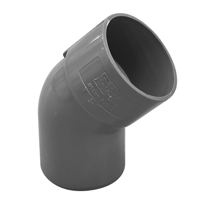 COUDE PVC 45°  Φ63 GRIS CLAIRE M/F 2-1 (RITL)