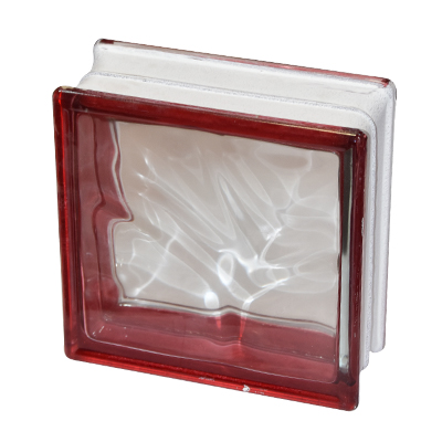 BRIQUE DE VERRE 19x19x8cm S-COLOR RED CLOUDY PRIX NET