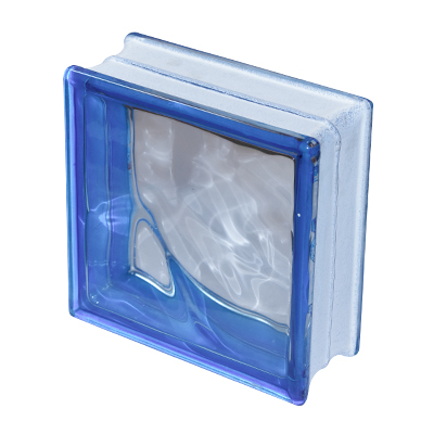 BRIQUE DE VERRE 19x19x8cm S-COLOR BLUE CLOUDY PRIX NET