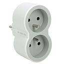 FICHE BIPLITE AVEC 2 PRISES 2P+T FRONTALES 16A 3680W BLC GRIS CLAIR 049431