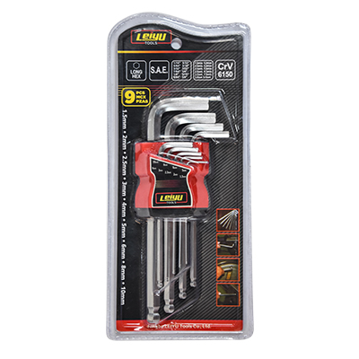 JEU DE 9 CLES A BILLE PLIANTES LONGEUR  MOYENNE medium-length(1,5-2-2,5-3-4-5-6-8-10MM)