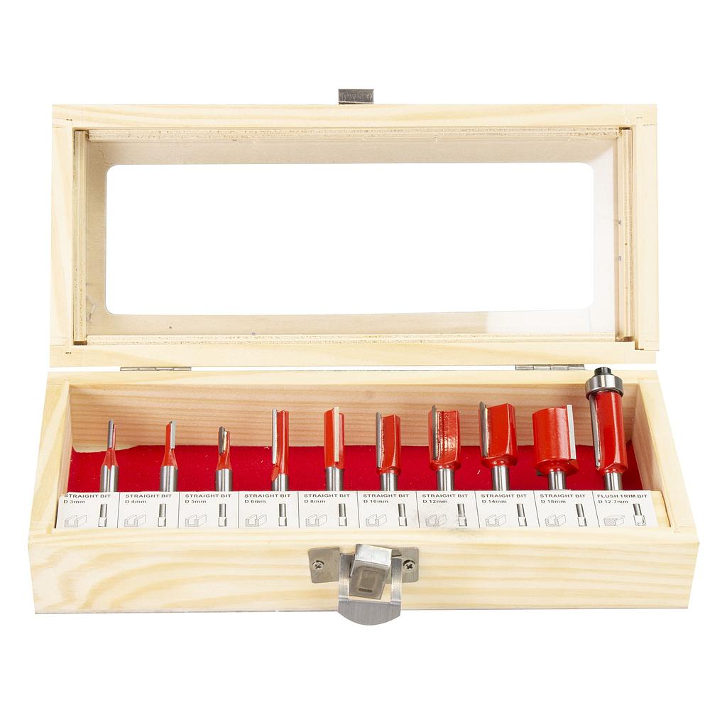KIT JEU D'EMBOUTS 10 FRAISES DROITES 6MM FRAISEUSE STAYER 0001.002366