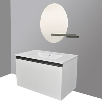 LAVABO MEUBLE Model No. JX03 + MIROIR L.80Xl48XH.50CM(2elements) AVEC BONDE   1010301090