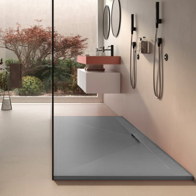 Receveur de douche rectangulaire en resine avec siphon line 120X80 anthracite