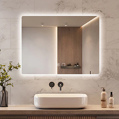 MIROIR  SALLE DE BAIN LED SANS CADRE, ANTI-BUEE W. 80 x H. 70 cm RECTANGLE IP20 4000 K AC 110-240 V/DC 12 V 1010909003