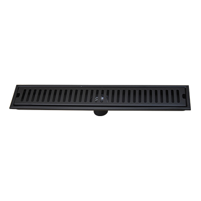 CANIVEAU DE DOUCHE RECTANGULAIRE  SS304 L. 50 x W. 10 x H. 6 cm Ø50 mm. Black SIPHON HORIZONTAL    1010108010
