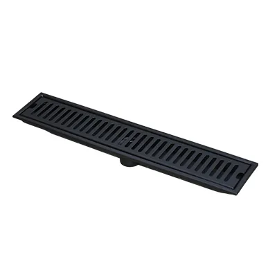CANIVEAU DE DOUCHE INVISIBLE  RECTANGULAIRE  SS304 L. 50 x W. 10 x H. 6 cm Ø50 mm. Black VERTICAL  1010108011