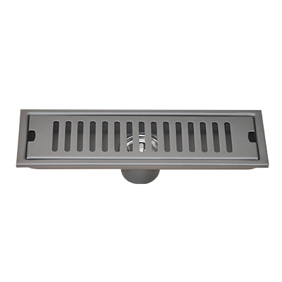 CANIVEAU DE DOUCHE RECTANGULAIR INOX  SS304 L. 30 x W. 10 x H. 6 cm Ø50 mm GRIS VERTICAL  1010108013