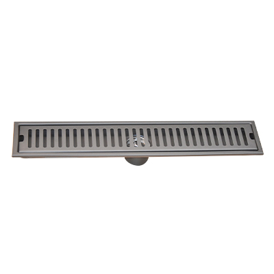 CANIVEAU DE DOUCHE RECTANGULAIR INOX  SS304 L. 50 x W. 10 x H. 6 cm Ø50 mm. GRIS SIPHON VERTICAL  1010108015