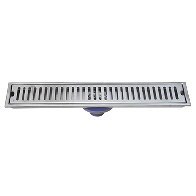 CANIVEAU DE DOUCHE RECTANGULAIRE Ø50   L. 50 x W. 10 x H. 6 cm INOX SS304 BROSSE  SIPHON HORIZONTAL  1010108021
