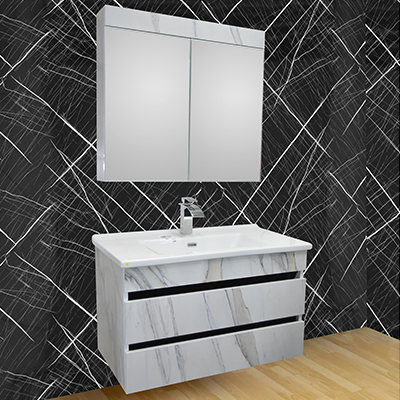 LAVABO MEUBLE +MIROIR France   80 CM 90-1180  (CLK)TURQUIE 3 ELMTS SANS BONDE