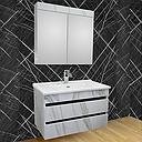 LAVABO MEUBLE +MIROIR France   80 CM 90-1180  (CLK)TURQUIE 3 ELMTS SANS BONDE