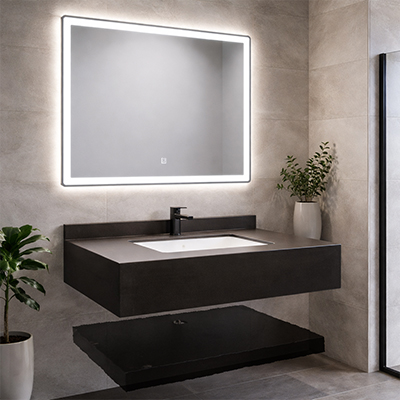 LAVABO + MIROIR ,800x500x150mm AY01-80(6010)  (3elmts) sans bonde